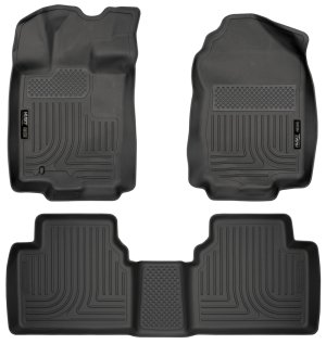 Lincoln MKZ Floor Liners - Front + Rear - Husky Liners - WeatherBeater Combo - Black - `10-`12
